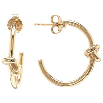 Judy Crowell Sterling Silver High Polish Knotted C-Hoop Earrings