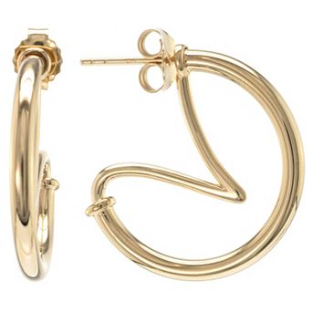 Judy Crowell Sterling Silver High Polish Funky Hoop Earrings