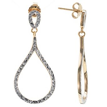 Judy Crowell Sterling Silver Diamond Cut Open Teardrop Double Drop Earrings