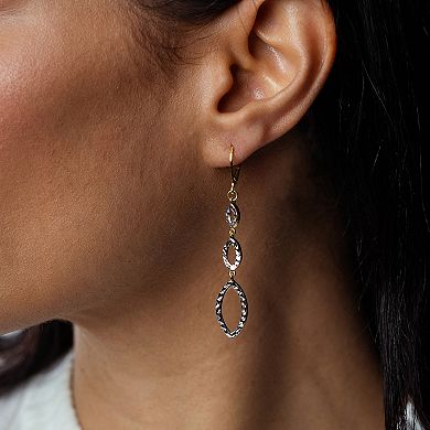 Judy Crowell Sterling Silver Diamond Cut Triple Drop Earrings