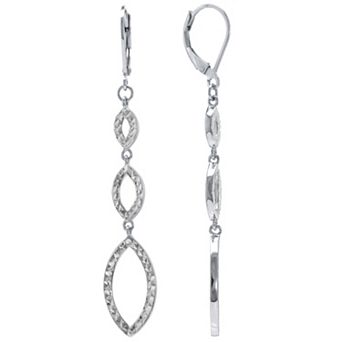Judy Crowell Sterling Silver Diamond Cut Triple Drop Earrings