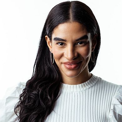 Judy Crowell Sterling Silver Textured Rectangle Hoop Earrings