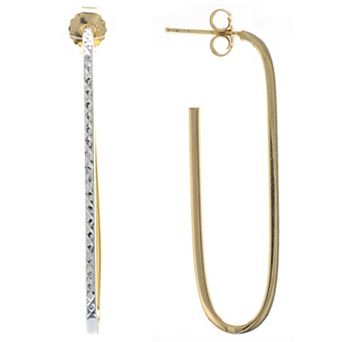 Judy Crowell Sterling Silver Textured Rectangle Hoop Earrings