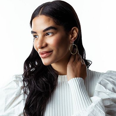 Judy Crowell Sterling Silver Textured Circle Drop Earrings