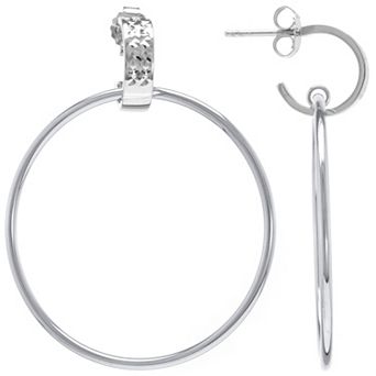 Judy Crowell Sterling Silver Textured Circle Drop Earrings