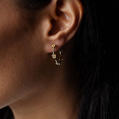 Judy Crowell Sterling Silver Flower Hoop Earrings