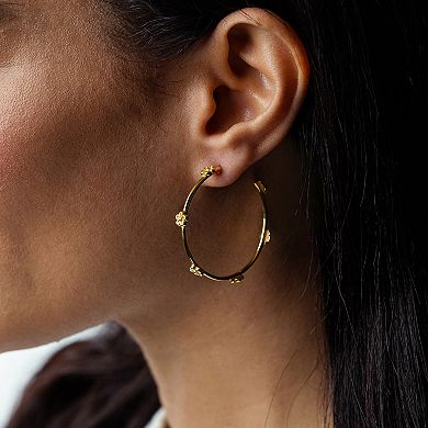 Judy Crowell Sterling Silver Flower Hoop Earrings