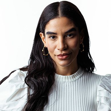 Judy Crowell Sterling Silver Flower Hoop Earrings