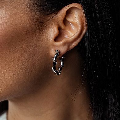 Judy Crowell Sterling Silver Textured Twist Hoop Earrings