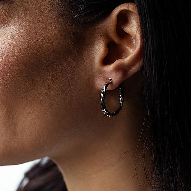Judy Crowell Sterling Silver Textured Twist Hoop Earrings