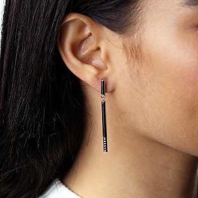 Judy Crowell Sterling Silver Textured Bar Drop Earrings