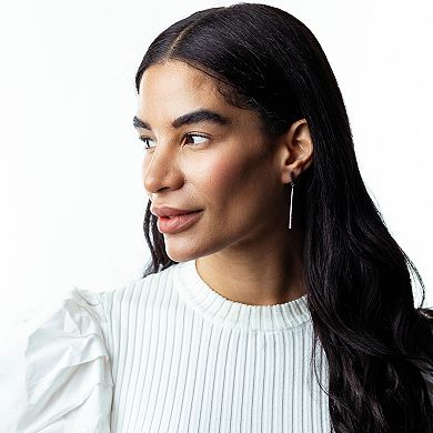 Judy Crowell Sterling Silver Textured Bar Drop Earrings