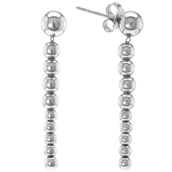 Judy Crowell Sterling Silver Textured Graduated Bead Drop Earrings