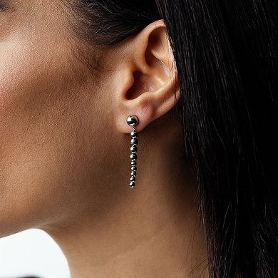 Judy Cromwell Sterling Silver Textured Graduated Bead Drop Earrings