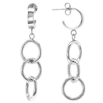 Judy Crowell Sterling Silver Textured Triple Circle Drop Earrings