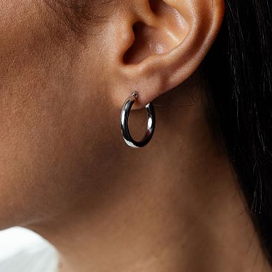 Judy Crowell Sterling Silver Wide Tube Hoop Earrings