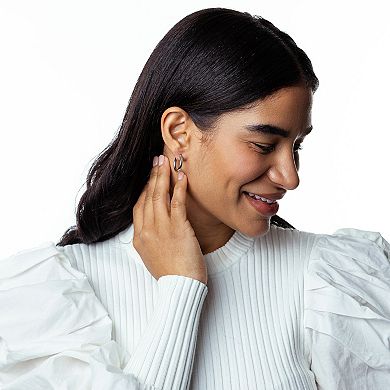 Judy Crowell Sterling Silver Wide Tube Hoop Earrings