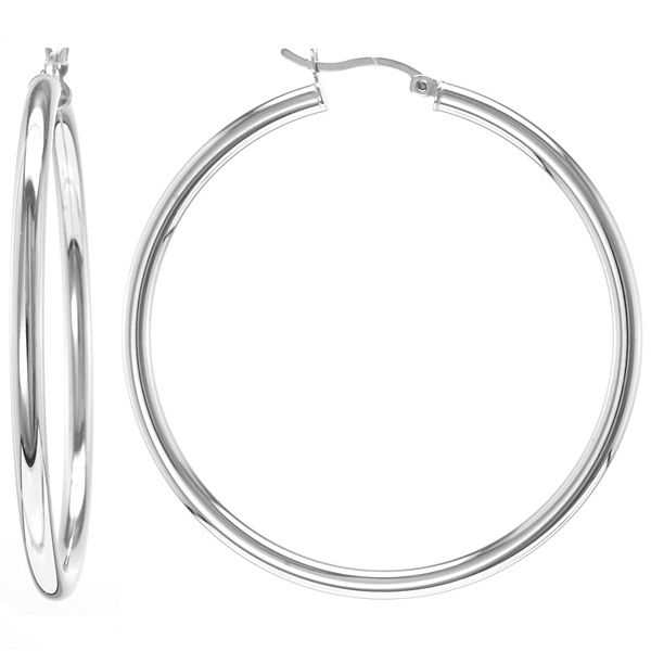 Judy Crowell Sterling Silver Tube Hoop Earrings