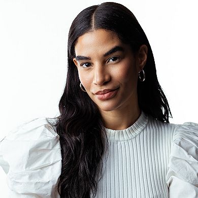 Judy Crowell Sterling Silver Textured Hoop Earrings