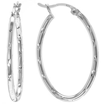 Judy Crowell Sterling Silver Textured Hoop Earrings