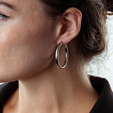 Judy Crowell Sterling Silver Textured Hoop Earrings