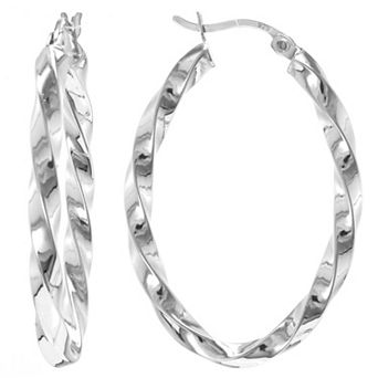 Judy Crowell Sterling Silver Textured Twist Hoop Earrings
