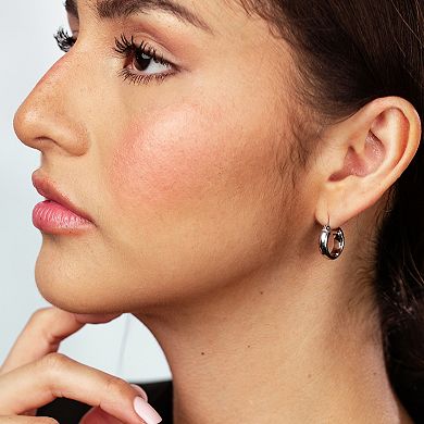 Judy Crowell Sterling Silver Tube Hoop Earrings