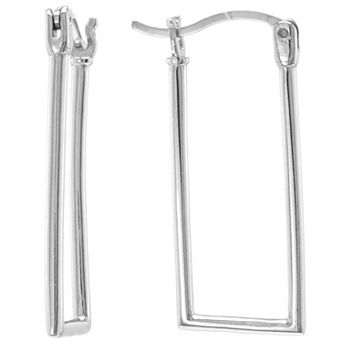Judy Crowell Sterling Silver Rectangle Hoop Earrings