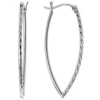Judy Crowell Sterling Silver Diamond-Shaped Hoop Earrings