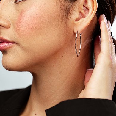 Judy Crowell Sterling Silver Diamond-Shaped Hoop Earrings