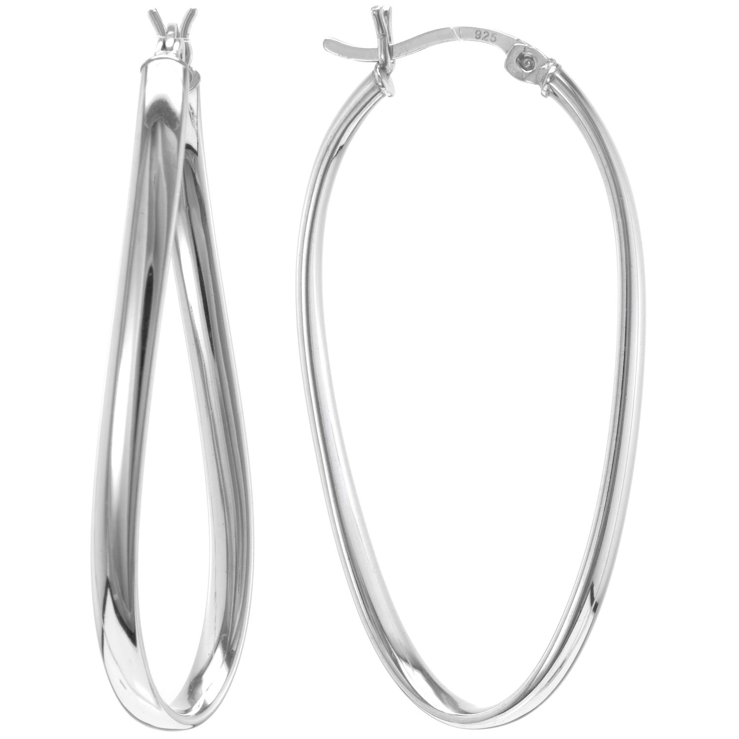 Sfoni Orecchini A Cerchio In Argento 925 Con Zirconie - Modello Intrecciato Twist - 20 Mm - Ipoallergenici