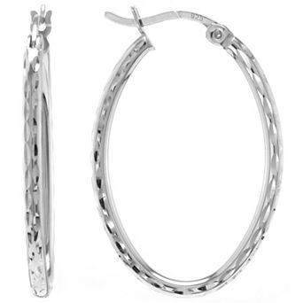 Judy Crowell Sterling Silver Textured Hoop Earrings