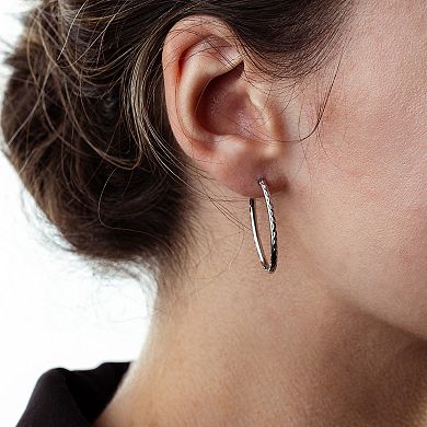 Judy Crowell Sterling Silver Textured Hoop Earrings