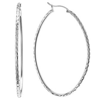 Judy Crowell Sterling Silver Textured Hoop Earrings
