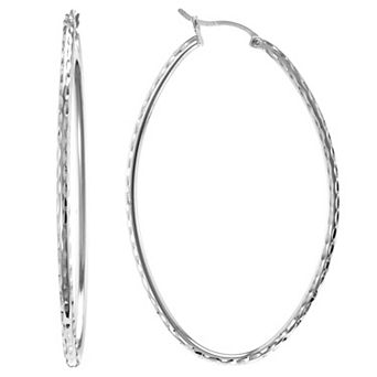 Judy Crowell Sterling Silver Textured Hoop Earrings