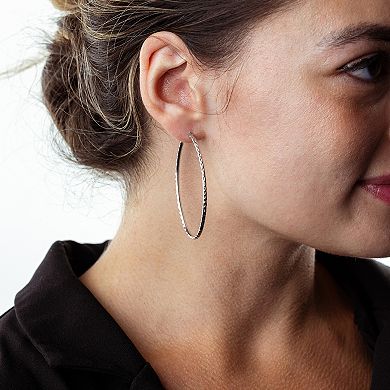 Judy Crowell Sterling Silver Textured Hoop Earrings
