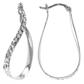 Judy Crowell Sterling Silver Textured Twist Hoop Earrings