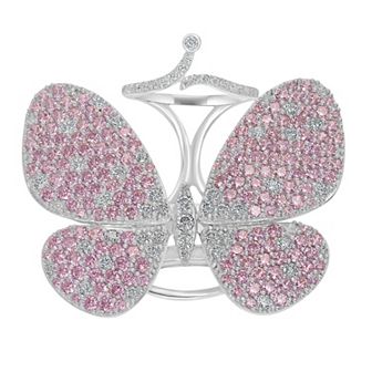 Judy Crowell Sterling Silver Cubic Zirconia Fluttering Butterfly Ring