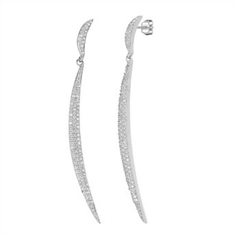 Judy Crowell Sterling Silver Crescent CZ Drop Earrings