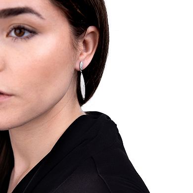Judy Crowell Sterling Silver Long Marquis CZ Drop Earrings