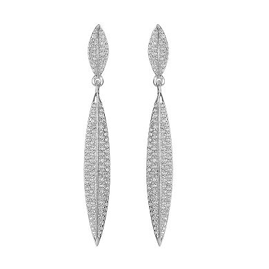 Judy Crowell Sterling Silver Long Marquis CZ Drop Earrings