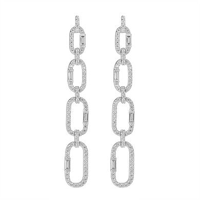 Judy Crowell Sterling Silver 4 Graduated Open Link CZ Drop Earrings