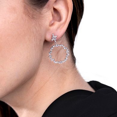 Judy Crowell Sterling Silver Open Circle CZ Drop Earrings