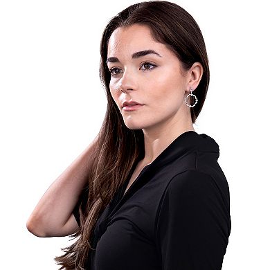 Judy Crowell Sterling Silver Open Circle CZ Drop Earrings