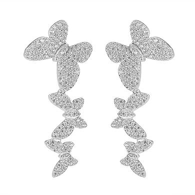 Judy Crowell Sterling Silver Graduated Butterfly CZ Crawler Earrings
