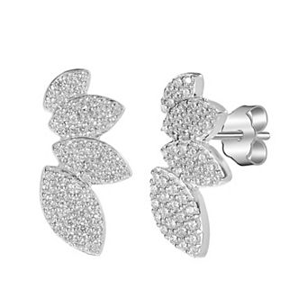 Judy Crowell Sterling Silver Graduated Marquis CZ Crawler Earrings