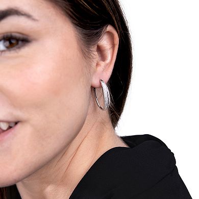 Judy Crowell Sterling Silver CZ Hoop Earrings