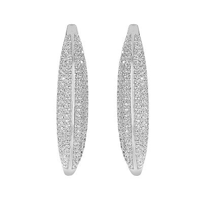 Judy Crowell Sterling Silver CZ Hoop Earrings