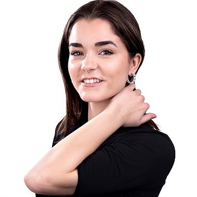 Judy Crowell Sterling Silver Chain Link CZ Hoop Earrings