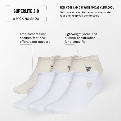 Men's adidas 6-Pack Superlite 3.0 No-Show Socks